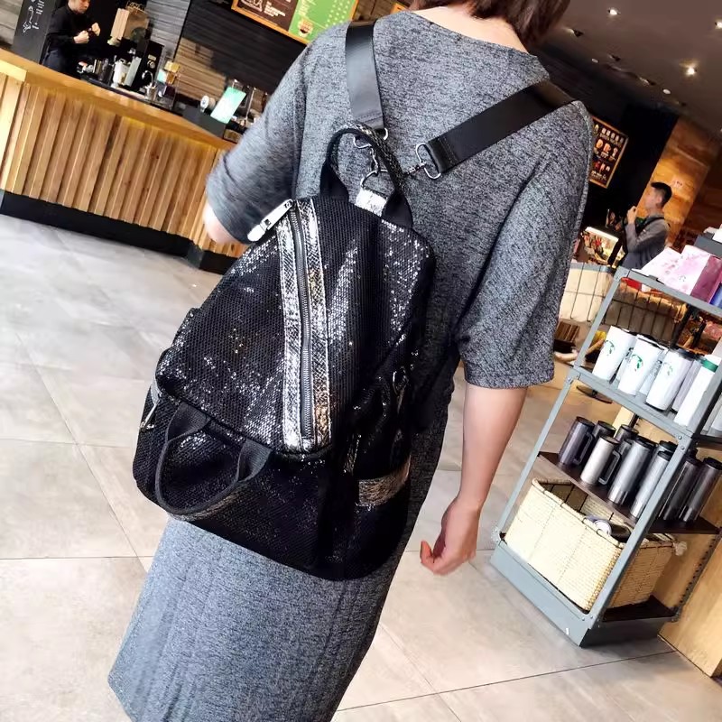 Luxury Bags Quality - New Women Nylon Sequins Backpacks High