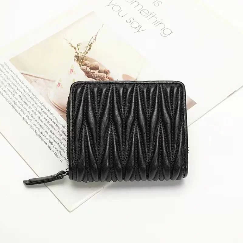 Luxury Quilted Bags - Genuine Lambskin Fold Design Ladies Short