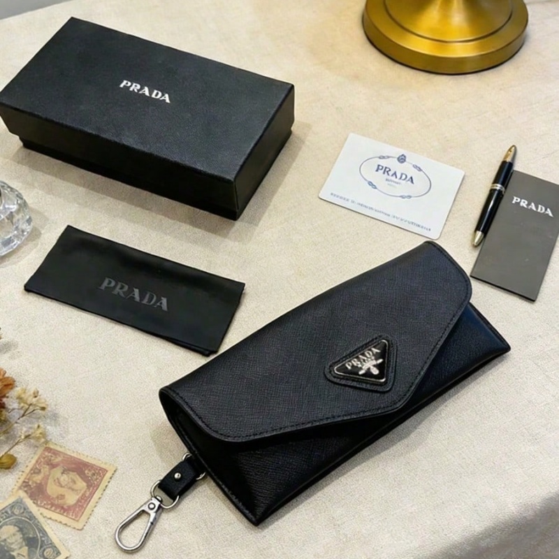Luxury Bags Consignment - Prada Black Leather Eyeglass Case Luxury