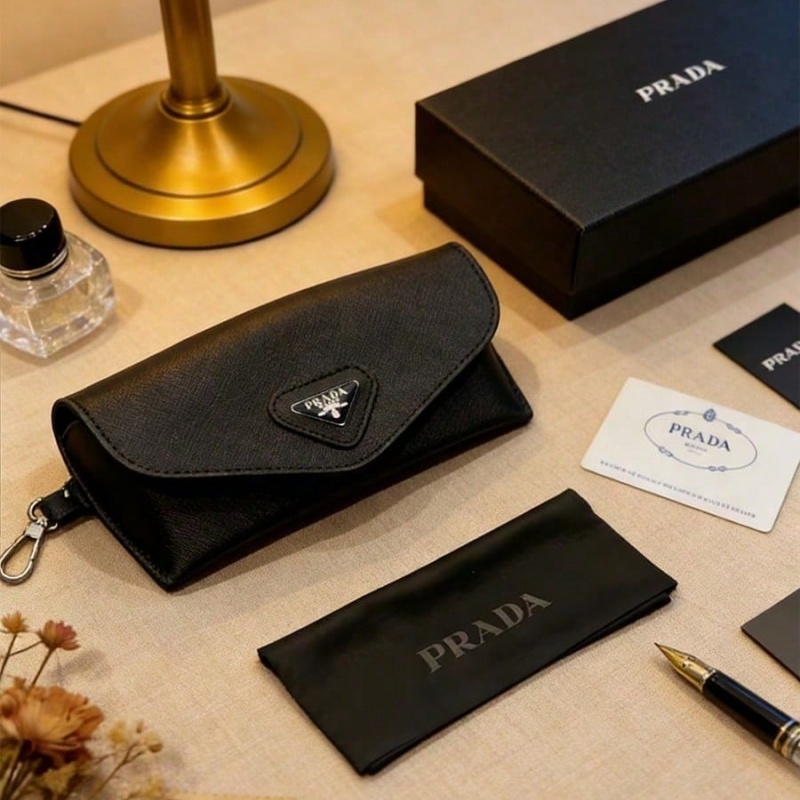 Prada Black Leather Eyeglass C - Luxury Bags Consignment review and price