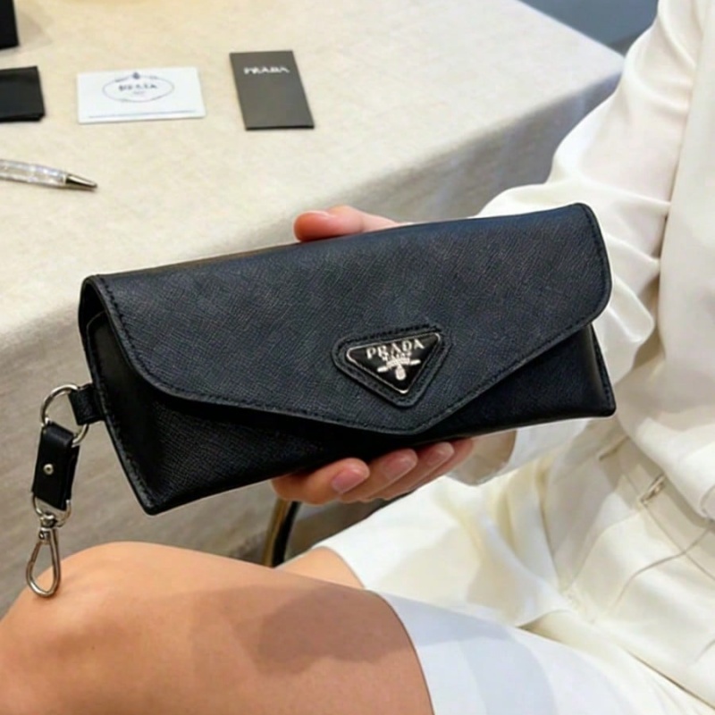 Prada Black Leather Eyeglass C - Luxury Bags Consignment review and price